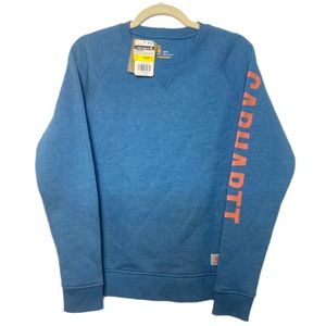 NWT Blue Long Sleeve Orange Font Carhartt